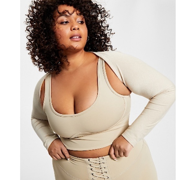 New JENNI Style Not Size Long Sleeve Shrug, Women’s top sand tan XL - Picture 2 of 7